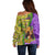 Personalised Hawaii Mardi Gras Off Shoulder Sweater Polynesian Pattern With Glitter Style LT05 - Polynesian Pride