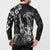 Hawaii Ukulele Button Sweatshirt Polynesian Pattern Mix Hibiscus Black Version LT05