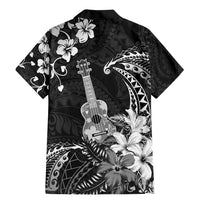 Hawaii Ukulele Family Matching Mermaid Dress and Hawaiian Shirt Polynesian Pattern Mix Hibiscus Black Version LT05