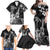 Hawaii Ukulele Family Matching Off Shoulder Maxi Dress and Hawaiian Shirt Polynesian Pattern Mix Hibiscus Black Version LT05