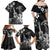 Hawaii Ukulele Family Matching Off Shoulder Maxi Dress and Hawaiian Shirt Polynesian Pattern Mix Hibiscus Black Version LT05