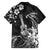 Hawaii Ukulele Family Matching Off Shoulder Maxi Dress and Hawaiian Shirt Polynesian Pattern Mix Hibiscus Black Version LT05