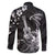 Hawaii Ukulele Family Matching Off Shoulder Maxi Dress and Hawaiian Shirt Polynesian Pattern Mix Hibiscus Black Version LT05