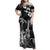 Hawaii Ukulele Family Matching Off Shoulder Maxi Dress and Hawaiian Shirt Polynesian Pattern Mix Hibiscus Black Version LT05