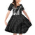 Hawaii Ukulele Family Matching Off Shoulder Short Dress and Hawaiian Shirt Polynesian Pattern Mix Hibiscus Black Version LT05