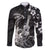 Hawaii Ukulele Family Matching Off Shoulder Short Dress and Hawaiian Shirt Polynesian Pattern Mix Hibiscus Black Version LT05