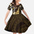 Hawaii Ukulele Family Matching Off Shoulder Maxi Dress and Hawaiian Shirt Polynesian Pattern Mix Hibiscus Gold Version LT05