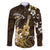 Hawaii Ukulele Family Matching Off Shoulder Maxi Dress and Hawaiian Shirt Polynesian Pattern Mix Hibiscus Gold Version LT05