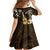 Hawaii Ukulele Family Matching Puletasi and Hawaiian Shirt Polynesian Pattern Mix Hibiscus Gold Version LT05