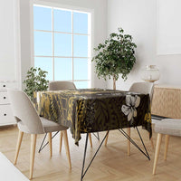 Hawaii Ukulele Tablecloth Polynesian Pattern Mix Hibiscus Gold Version