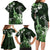 Hawaii Ukulele Family Matching Long Sleeve Bodycon Dress and Hawaiian Shirt Polynesian Pattern Mix Hibiscus Green Version LT05