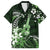 Hawaii Ukulele Family Matching Long Sleeve Bodycon Dress and Hawaiian Shirt Polynesian Pattern Mix Hibiscus Green Version LT05