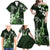 Hawaii Ukulele Family Matching Off Shoulder Maxi Dress and Hawaiian Shirt Polynesian Pattern Mix Hibiscus Green Version LT05