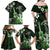 Hawaii Ukulele Family Matching Off Shoulder Maxi Dress and Hawaiian Shirt Polynesian Pattern Mix Hibiscus Green Version LT05