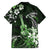 Hawaii Ukulele Family Matching Off Shoulder Maxi Dress and Hawaiian Shirt Polynesian Pattern Mix Hibiscus Green Version LT05