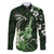 Hawaii Ukulele Family Matching Off Shoulder Maxi Dress and Hawaiian Shirt Polynesian Pattern Mix Hibiscus Green Version LT05