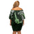 Hawaii Ukulele Family Matching Off Shoulder Short Dress and Hawaiian Shirt Polynesian Pattern Mix Hibiscus Green Version LT05