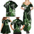 Hawaii Ukulele Family Matching Summer Maxi Dress and Hawaiian Shirt Polynesian Pattern Mix Hibiscus Green Version LT05