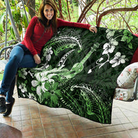 Hawaii Ukulele Quilt Polynesian Pattern Mix Hibiscus Green Version