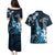 Hawaii Ukulele Couples Matching Puletasi and Hawaiian Shirt Polynesian Pattern Mix Hibiscus Blue Version LT05