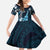 Hawaii Ukulele Family Matching Off Shoulder Maxi Dress and Hawaiian Shirt Polynesian Pattern Mix Hibiscus Blue Version LT05