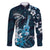 Hawaii Ukulele Family Matching Off Shoulder Maxi Dress and Hawaiian Shirt Polynesian Pattern Mix Hibiscus Blue Version LT05