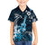 Hawaii Ukulele Family Matching Off Shoulder Short Dress and Hawaiian Shirt Polynesian Pattern Mix Hibiscus Blue Version LT05