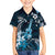 Hawaii Ukulele Kid Hawaiian Shirt Polynesian Pattern Mix Hibiscus Blue Version LT05