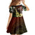 Hawaii Ukulele Family Matching Off Shoulder Maxi Dress and Hawaiian Shirt Polynesian Pattern Mix Hibiscus Reggae Version LT05