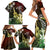 Hawaii Ukulele Family Matching Short Sleeve Bodycon Dress and Hawaiian Shirt Polynesian Pattern Mix Hibiscus Reggae Version LT05