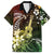 Hawaii Ukulele Family Matching Short Sleeve Bodycon Dress and Hawaiian Shirt Polynesian Pattern Mix Hibiscus Reggae Version LT05