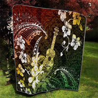 Hawaii Ukulele Quilt Polynesian Pattern Mix Hibiscus Reggae Version