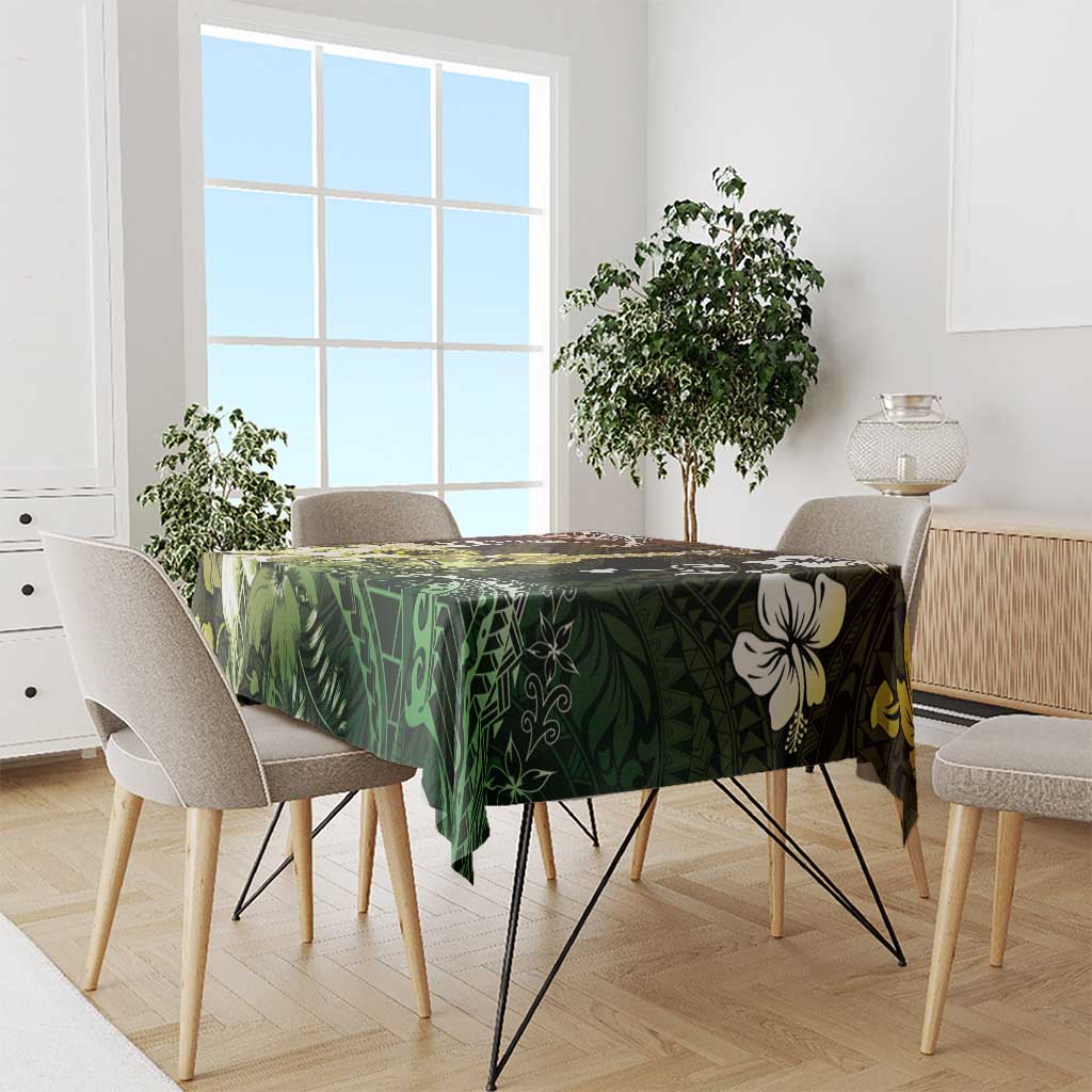 Hawaii Ukulele Tablecloth Polynesian Pattern Mix Hibiscus Reggae Version