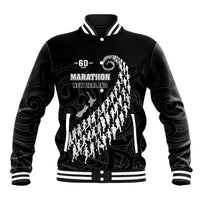 Custom New Zealand Marathon Baseball Jacket Maori Style LT05 Unisex Black - Polynesian Pride