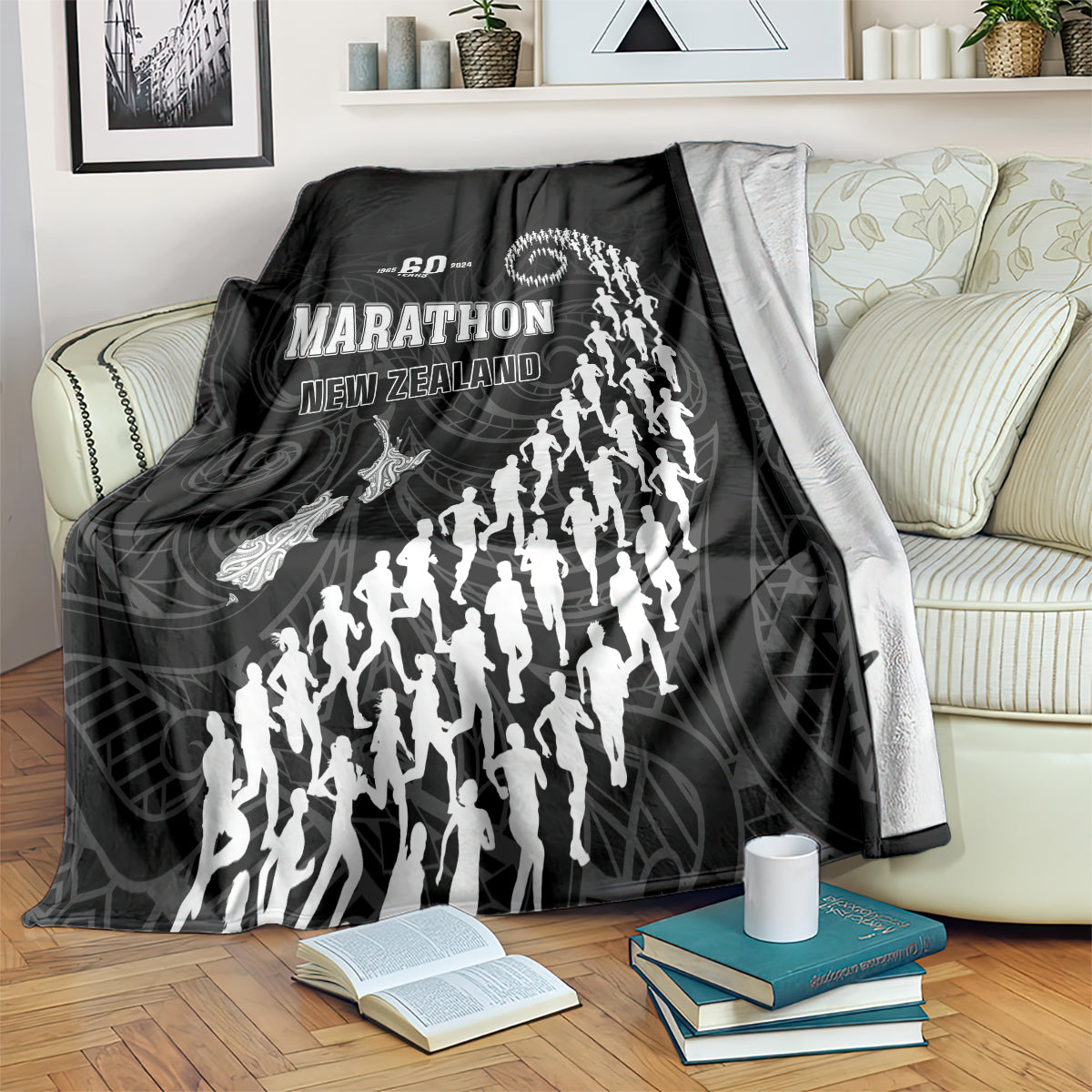 New Zealand Marathon Blanket Maori Style LT05 Black - Polynesian Pride