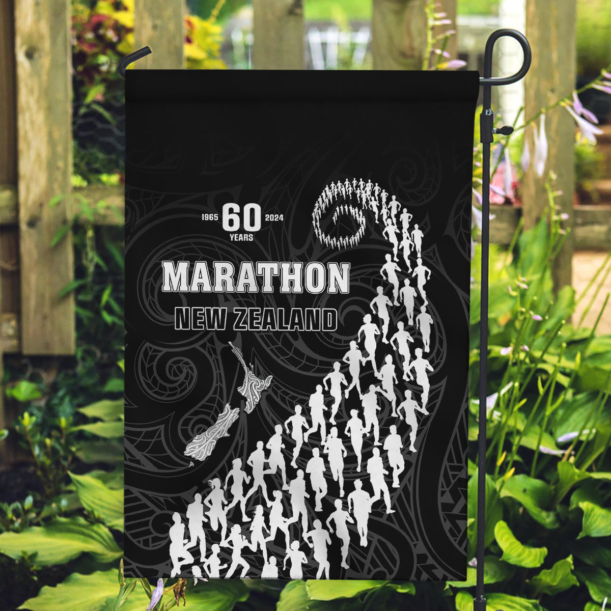 New Zealand Marathon Garden Flag Maori Style LT05 Garden Flag Black - Polynesian Pride