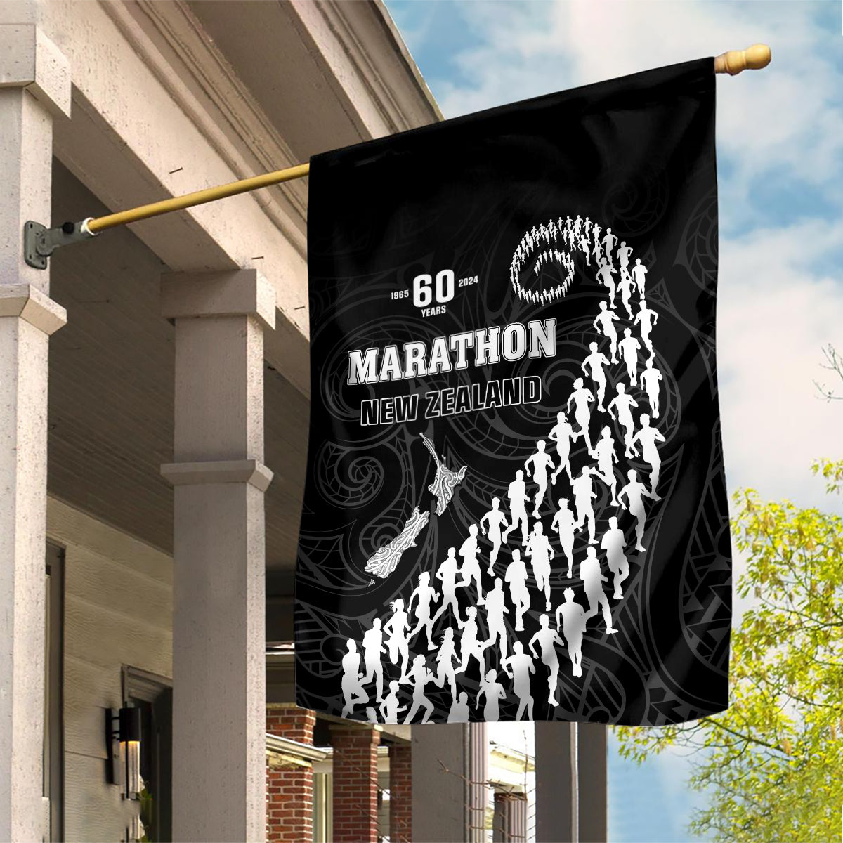 New Zealand Marathon Garden Flag Maori Style LT05 House Flag Black - Polynesian Pride