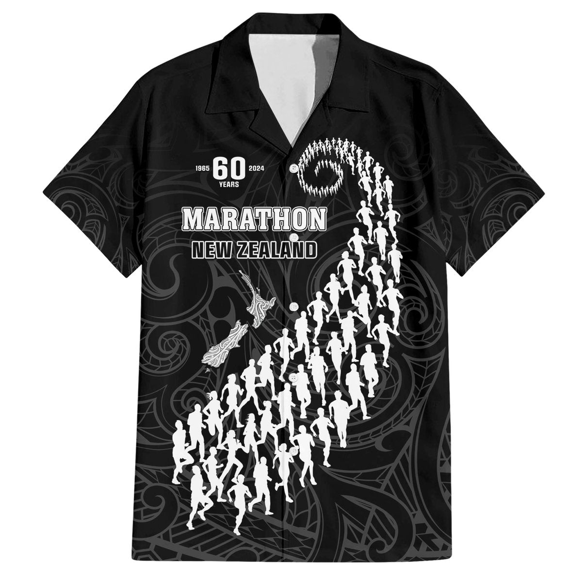 Custom New Zealand Marathon Hawaiian Shirt Maori Style LT05 Black - Polynesian Pride
