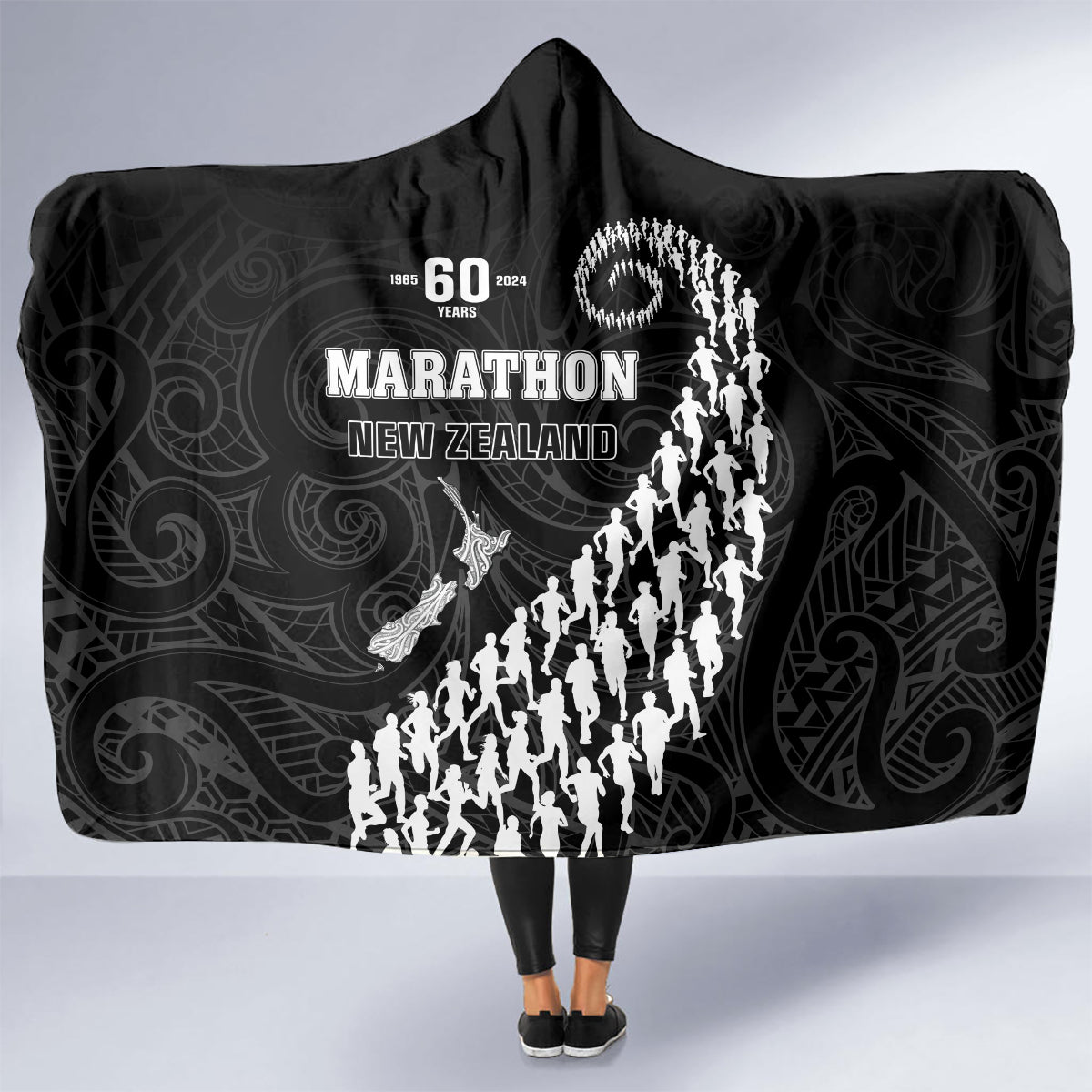 New Zealand Marathon Hooded Blanket Maori Style LT05 - Polynesian Pride