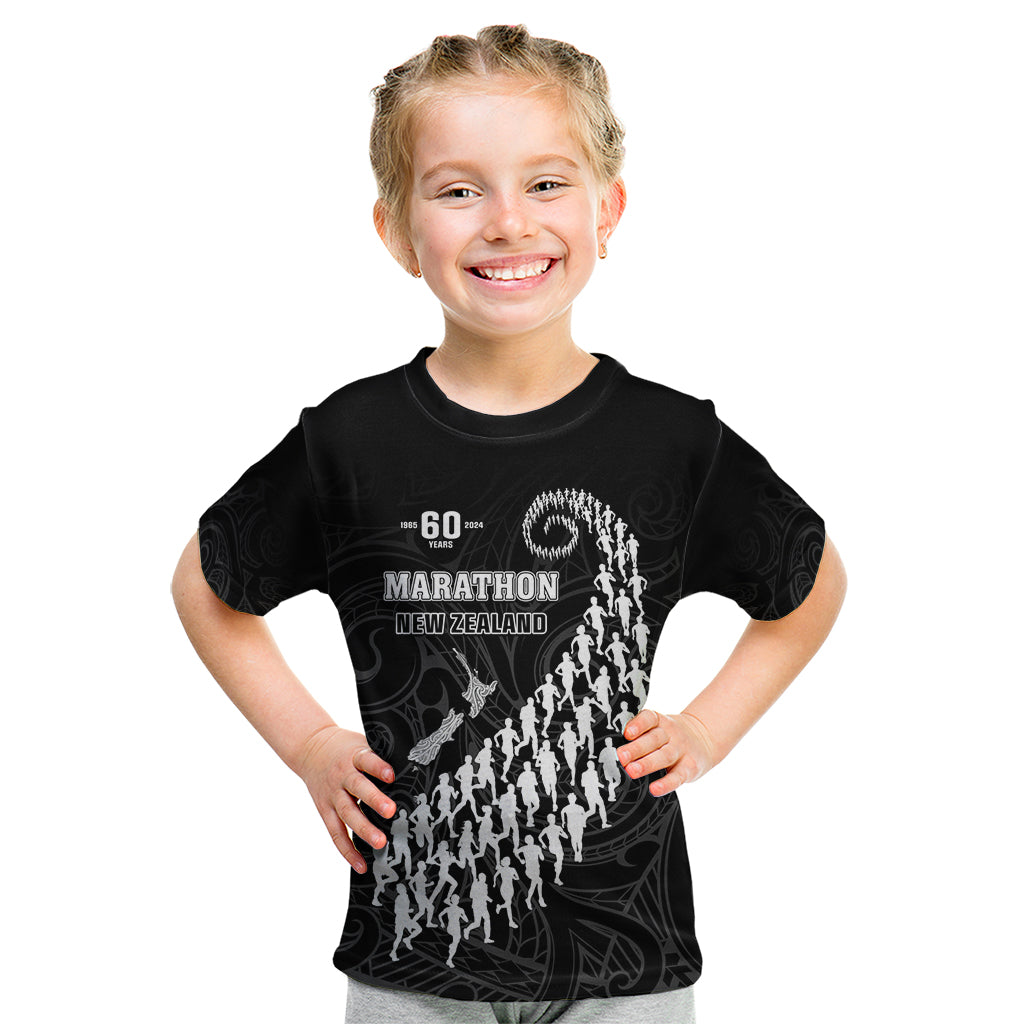 Custom New Zealand Marathon Kid T Shirt Maori Style