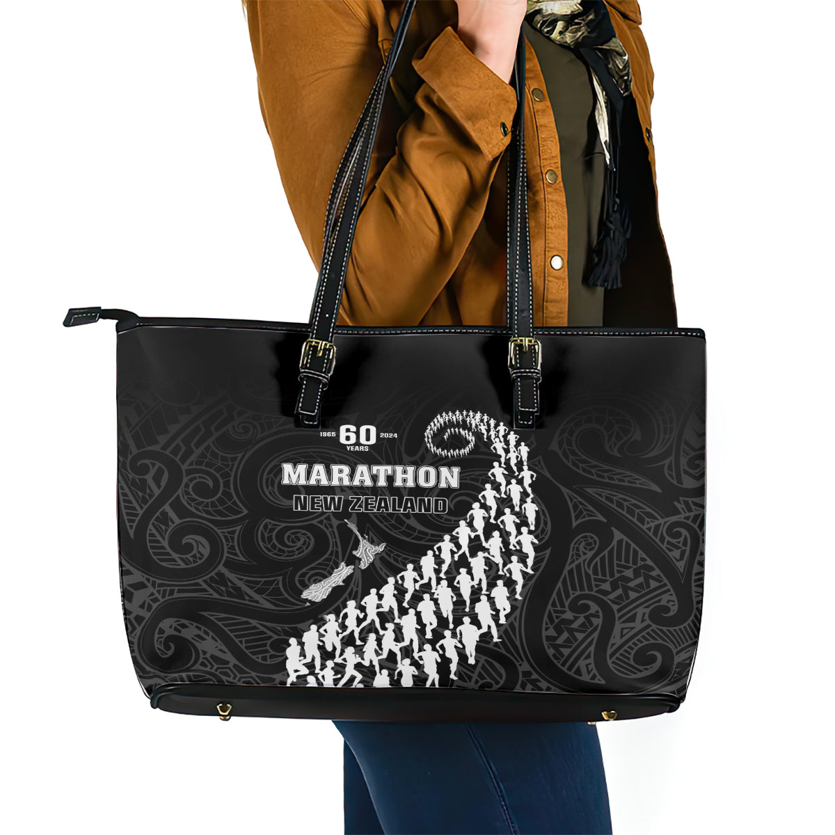 New Zealand Marathon Leather Tote Bag Maori Style LT05 - Polynesian Pride