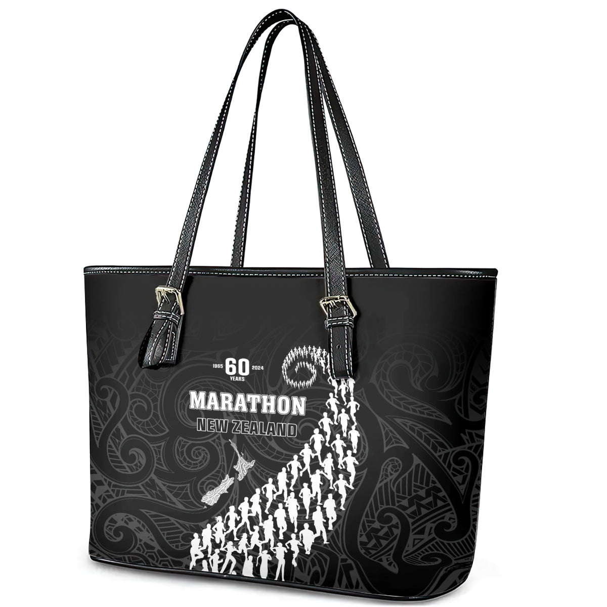 New Zealand Marathon Leather Tote Bag Maori Style LT05 - Polynesian Pride