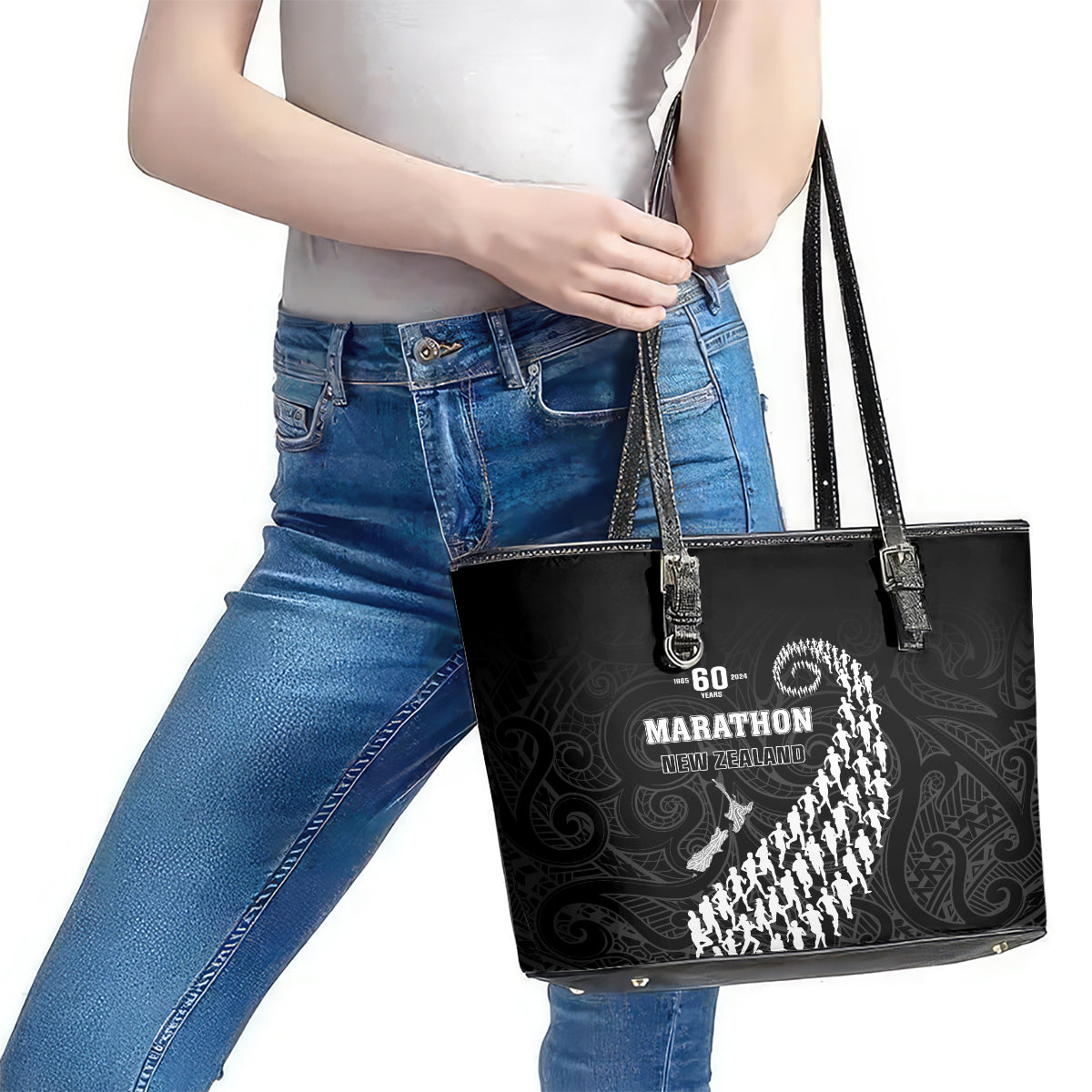 New Zealand Marathon Leather Tote Bag Maori Style LT05 - Polynesian Pride