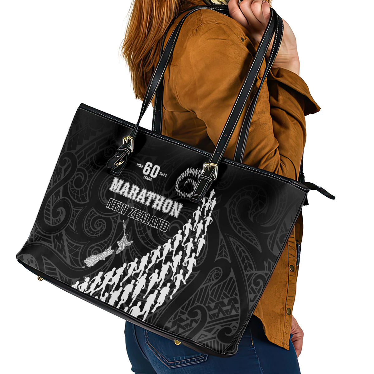 New Zealand Marathon Leather Tote Bag Maori Style LT05 - Polynesian Pride