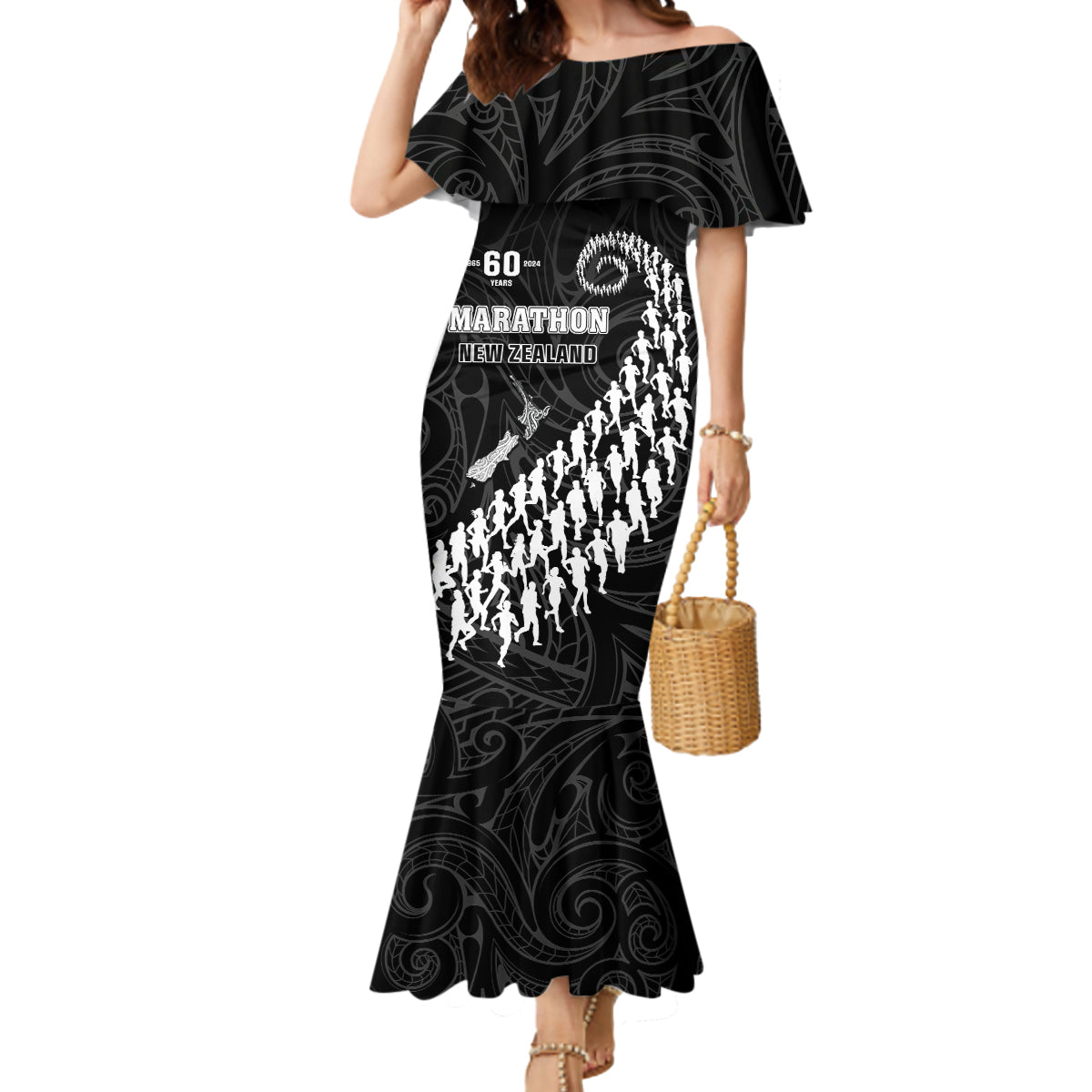 Custom New Zealand Marathon Mermaid Dress Maori Style