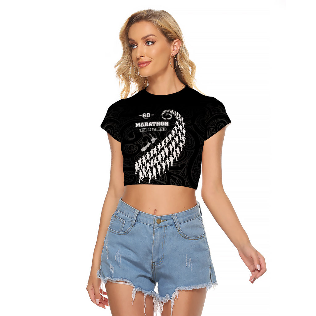 Custom New Zealand Marathon Raglan Cropped T Shirt Maori Style