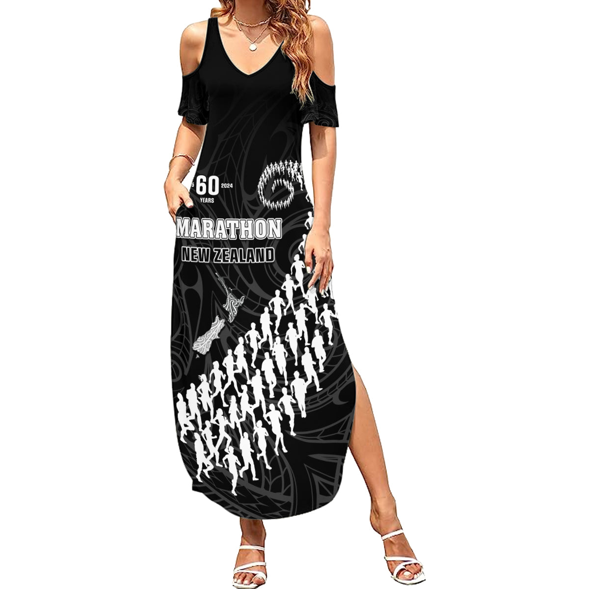 Custom New Zealand Marathon Summer Maxi Dress Maori Style