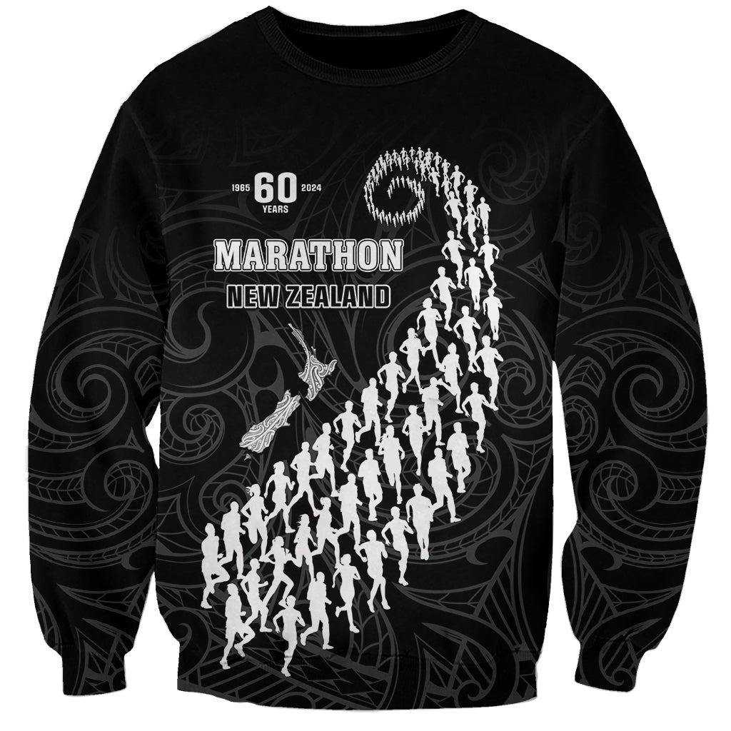Custom New Zealand Marathon Sweatshirt Maori Style LT05 Unisex Black - Polynesian Pride