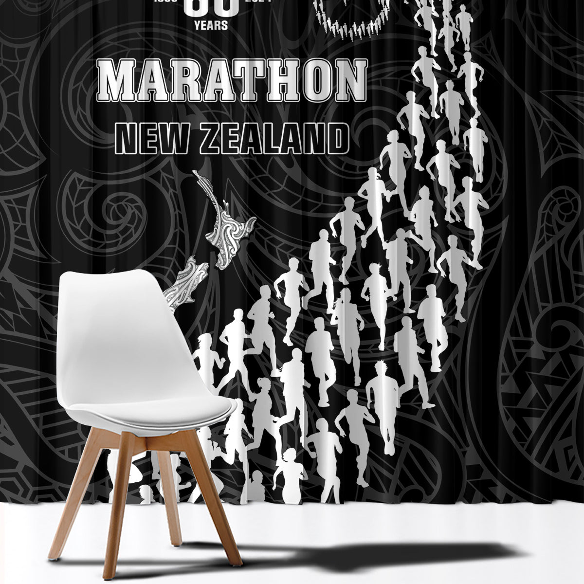 New Zealand Marathon Window Curtain Maori Style LT05 - Polynesian Pride