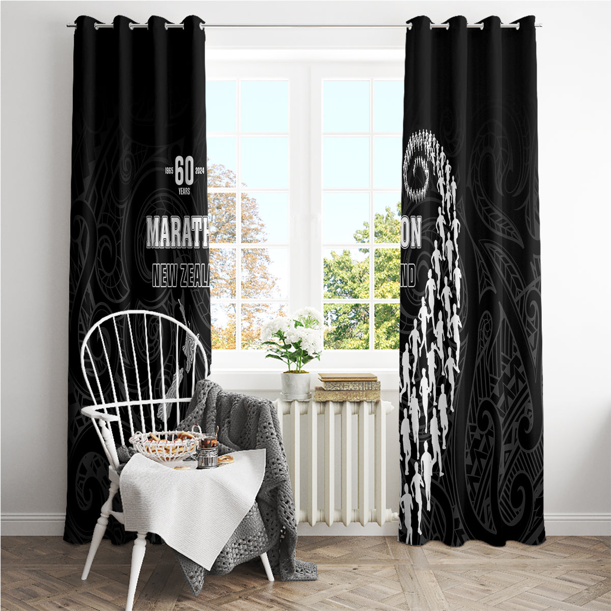 New Zealand Marathon Window Curtain Maori Style LT05 - Polynesian Pride